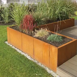 Rusty Steel Garden Beds Pots Supplier Outdoor L Shape Corten Steel <b>Planters</b> <b>Box</b> - Product Image 1