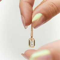 Collar con Colgante de Letras Iniciales de la A a la Z, 26 Letras, Rectangular, con Circonitas, Joyería Minimalista de Moda para Mujer, Regalo, Uso Diario