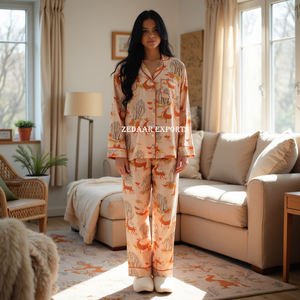 Women's Cotton Pajama <b>Set</b> for Relaxing Sleepwear <b>Pj</b> <b>Set</b> with Low Moq Custom Two Piece <b>Set</b> Provided OEM ODM - Product Image 3