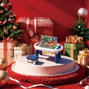 Bàn vẽ, bàn xếp hình, bàn xây dựng mô hình 2 trong 1 chủ đề Giáng sinh SamToyCn dành cho trẻ em, kèm ghế - Product Image 3