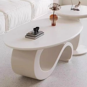 Mesa de Centro Ovalada de Lujo Italiana Moderna de Losa de Piedra y Mesa Auxiliar Combinación Estilo Nuevo Minimalista para Sala Pequeña de <span class=keywords><strong>Metal</strong></span> - Product Image 1
