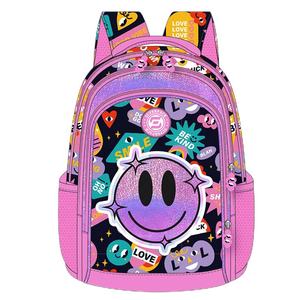 Mochila con estampado de sonrisa de diseñador Factory KIG 2025, mochila con ruedas, mochila para niñas, conjuntos de mochilas escolares con ruedas grandes y fuertes - Product Image 1