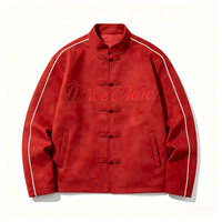 2026 Neue Modische Chinesische Knotenknopf-Jacke für Herren, Varsity-Jacke aus Volleder mit Individueller Stickerei und Froschverschlüssen