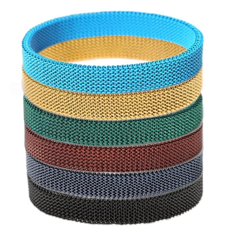 Customized Printed PVD Plated Mixed Color Combination Flexible Elastic Spring Mesh Bracelet Stainless Steel Stretchable Bracelet