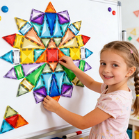 Magplayer - Bloques de Construcción Magnéticos Clásicos de 7,5 cm, Juguetes Educativos STEM, Impresión UV Personalizada, Colores Pastel Brillantes, Regalo para Niñas y Niños