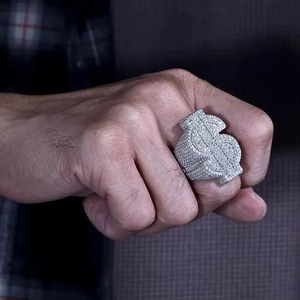 Bague en argent sterling 925 plaqué rhodium personnalisée avec diamants, style dollar, luxe, hip-hop, bijoux pour homme - Product Image 4