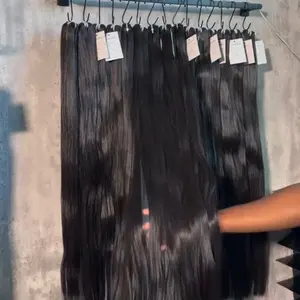 Pacotes retos de cabelo virgem para fornecedores, pacotes de cabelo humano vietnamita com cutícula crua alinhada dupla desenhada 15A