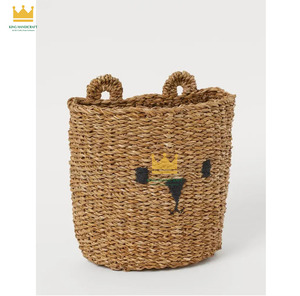 New Item Seagrass Storage <b>Basket</b> with Lid Minimal <b>Animal</b> Woven Organizer for Nursery Room from Vietnam - Product Image 2