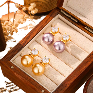 Pendientes de Perlas de Agua Dulce Blancas de Estilo Bohemio y Barroco, con Cuentas de Aleación Chapadas en Oro de 18K y Circonitas Brillantes, Regalo de Boda para Mujer - Product Image 2