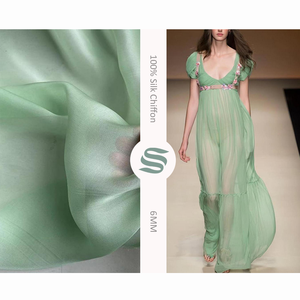 Tissu en mousseline de soie 100% 6 MM, léger, teint, fin, transparent, pour écharpe, robe <span class=keywords><strong>d</strong></span>'été - Product Image 1