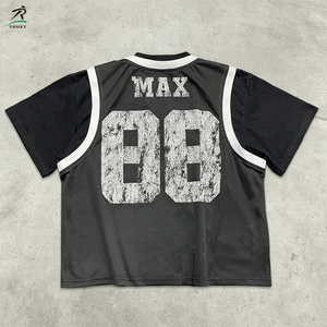 Maillot de baseball personnalisé Ramax en mesh pour homme, manches courtes, col rond, sportif, respirant, logo imprimé, coupe classique avec motif - Product Image 2