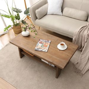 Tables basses en bois de style moderne du milieu du siècle, table basse en bois de style campagnard, table basse rectangulaire pour salon - Product Image 5