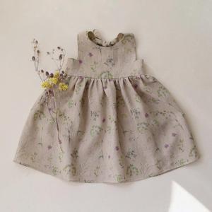 Vintage Floral Cotton Linen Girls Sleeveless Dress Shoulder Tie V Shape Toddler Summer Dress - Product Image 5