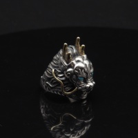 Bague Unique Tête de Dragon en Argent 925 pour Homme Ajustable