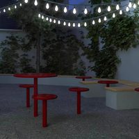 Ensemble table et chaises rondes en aluminium intégré de style nordique haut de gamme pour cour, café en plein air et espaces de loisirs extérieurs