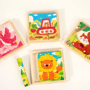 Jouet Montessori 4 en 1 Blocs en bois massif durables Puzzle en bois d'animaux - Product Image 4