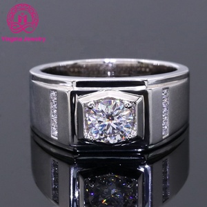 Anel de ouro masculino moissanite 14k/18k, anel de <span class=keywords><strong>1ct</strong></span> d vvs moissanite diamantes, anel de noivado de ouro com certificado - Product Image 1