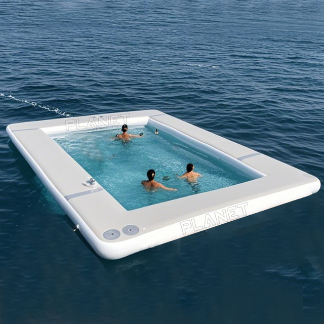 Durable Drop Stitch Portable Floating Ocean Sea Swimming Yacht Pool Inflatable Sea Pool With Anti Jellyfish Net