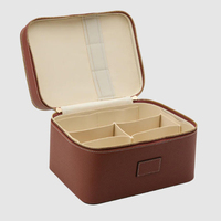 Trousse de Maquillage de Voyage Luxe Grande Portable à Double Couche pour Femmes avec Miroir, Porte-Pinceaux et Sac en Cuir PU