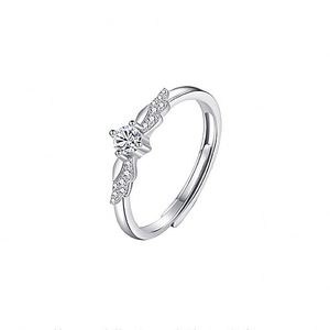Anillos De Pareja Silver Plated Zircon Angle Wings <b>Couple</b> <b>Rings</b> for Men Women Adjustable Open Wedding Engagement Lover Jewelry - Product Image 6