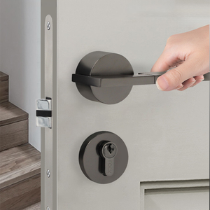 Latest Design Modern Decorative Gun Metal <strong>Door</strong> <strong>Knob</strong> Handle Linear Shape for Apartment Use Mechanical Split Lock - Product Image 5