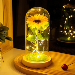 Flores artificiales de jabón, flores artificiales de girasol, con cubierta de vidrio, envío para mamá - Product Image 1