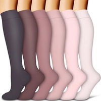 Ensemble personnalisé de 6 paires de chaussettes de compression, couleur unie, chaussettes de sport élastiques pour la course à pied, l'entraînement, les sports de plein air, hommes et femmes