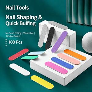 100 pièces de limes à ongles jetables en bois, bandes de ponçage double face pour le polissage et le ponçage, outils de <span class=keywords><strong>manucure</strong></span> en gros - Product Image 6
