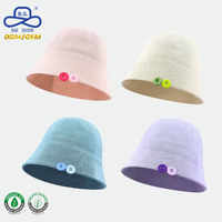 Chapeau Bob en Coton Premium de la Marque HAT Factory, en Tissu Tricoté Rose avec Boutons Colorés pour les Activités de Plein Air Estivales