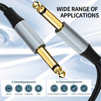 Kabel Audio Gitar Elektrik 6.5mm Male ke 6.5mm Male dengan Konektor 6.35 Male untuk Koneksi Mixer Dua Inti Kabel Audio Mono