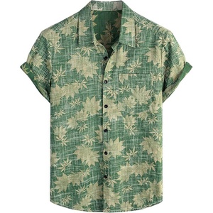 Camisas Hawaianas con Bolsillo Delantero para Hombre, Estampado Personalizado, Casual, Floral, Manga Corta, Cuello Mao, Transpirable, ODM, Playa, Vacaciones Tropicales - Product Image 1