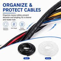 Tubo Espiral de Polietileno Blanco y Negro para Organización de Cables, Protector de Cables, Organizador Flexible de Cables, 8mm 220V