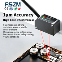 Sensor Perpindahan Laser Industri Tampilan Digital NPN/PNP RS485 12-24V Pengukuran Jarak Linier untuk Identifikasi Objek