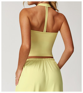ZC002 Logo personnalisé femmes respirant Gym débardeurs doux séchage rapide Style doux minceur col en v sans manches danse <span class=keywords><strong>exercice</strong></span> haut - Product Image 5