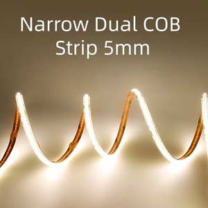 CCT <span class=keywords><strong>LED</strong></span> <span class=keywords><strong>COB</strong></span> tira 2 cables Pin Dual tres colores 24V 12V 5mm Flex Flexible suave Cadena de luz lámpara de iluminación lineal 600D estrecho - Product Image 5
