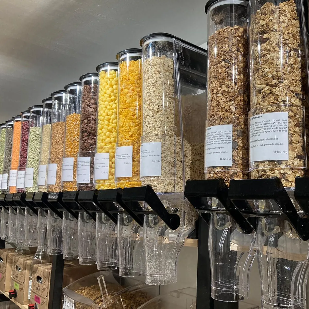 Ecobox Coffee Bean Nuts Pet Food Display Bin Dry Food Gravity Bins Bulk Grain Cereal Dispenser Candy Dispenser For Sweets