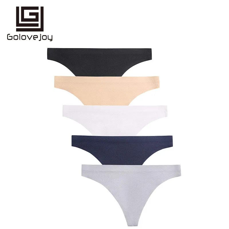 Golovejoy calcinha sexy sem costura, de seda, sem costura, roupa interior feminina