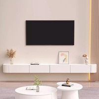 Meuble TV flottant mural pour téléviseurs de 60 à 65 pouces, console multimédia moderne pour salon, meuble de rangement, MOQ 100