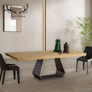 Meja Novel kaki meja kopi kayu padat dalam warna Solid untuk membentuk kembali ruang makan keluarga meja makan dalam ruangan