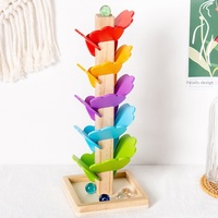 Jouet en bois Piste à billes Arbre coloré avec pétales tombants, jeu interactif éducatif musical pour jeunes enfants garçons et filles