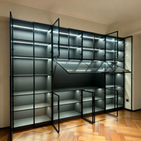 Vitrine en verre sur mesure avec cadre en aluminium et éclairage LED, vitrine de collection pour figurines et modèles de maison