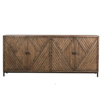 Buffet antique en bois massif à 4 portes, meuble de salle à manger chinois avec 4 tiroirs et base en acier