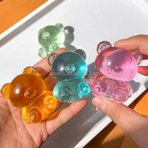 Vente en gros d'ours à presser personnalisés, jouets anti-stress en maltose, avec logo personnalisé imprimé, produits unisexes, ours en sucre transparent - Product Image 5