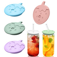 Couvre-gobelet en silicone avec trou pour paille, anti-poussière, compatible avec la plupart des gobelets en verre ronds