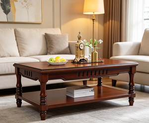 Mesa de Centro de Madera Tradicional con Estante de Almacenamiento, Muebles para Sala de Estar - Product Image 6