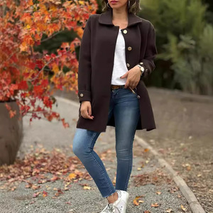 Nouvelle Collection Automne/Hiver : Manteau en Laine Uni Décontracté à Col et Nœud pour Femme – Tendance - Product Image 2