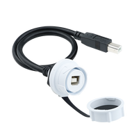 Câble USB industriel étanche mâle-femelle Type-B2.0 rond avec écrou arrière, 0,3-1m, pour équipement de contrôle industriel