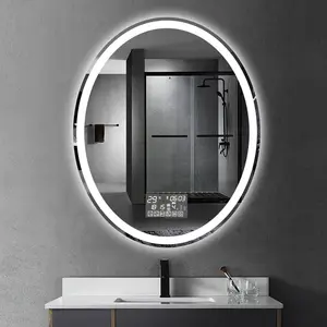 Высокое качество настенный монтаж овальное светодиодное зеркало для ванной комнаты со светодиодным светом