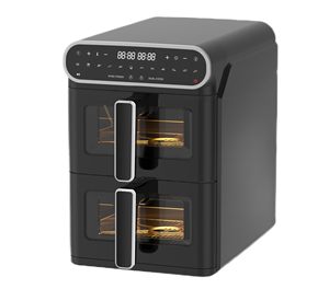 Lò nướng điện điều khiển điện tử, máy chiên không dầu hai giỏ lớn, màn hình cảm ứng, hai ống nhiệt và giỏ chiên - Product Image 4