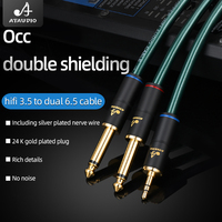 Câble adaptateur audio ATAUDIO HI-FI double 3,5 mm vers double 6,5 mm, stéréo HIFI, prise mâle 3,5 mm 6,5 mm pour enceintes